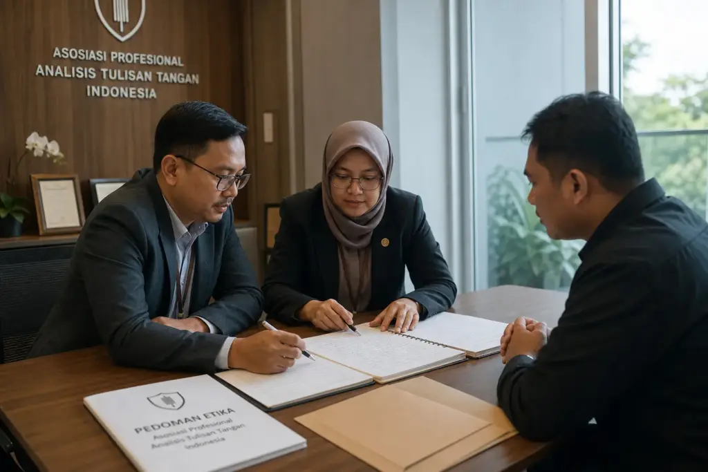 Gambar ilustrasi mengenai profesionalisme etis dalam konteks pengembangan profesional grafolog bersama AGGI.